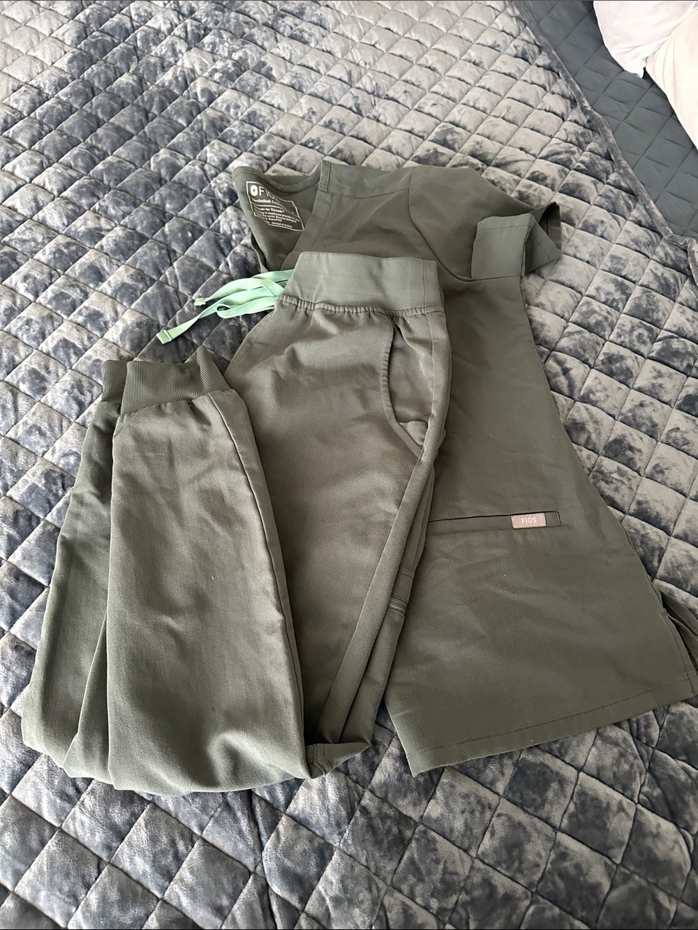 Figs Olive Green Jogger Pants and Top Set